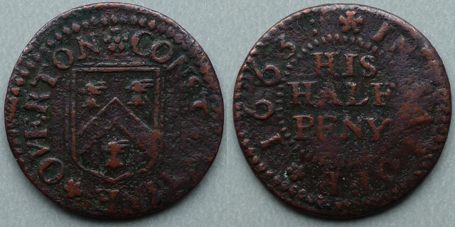 Shrewsbury, Constantine Overton 1663 halfpenny Shrewsbury, Constantine Overton 1663 halfpenny